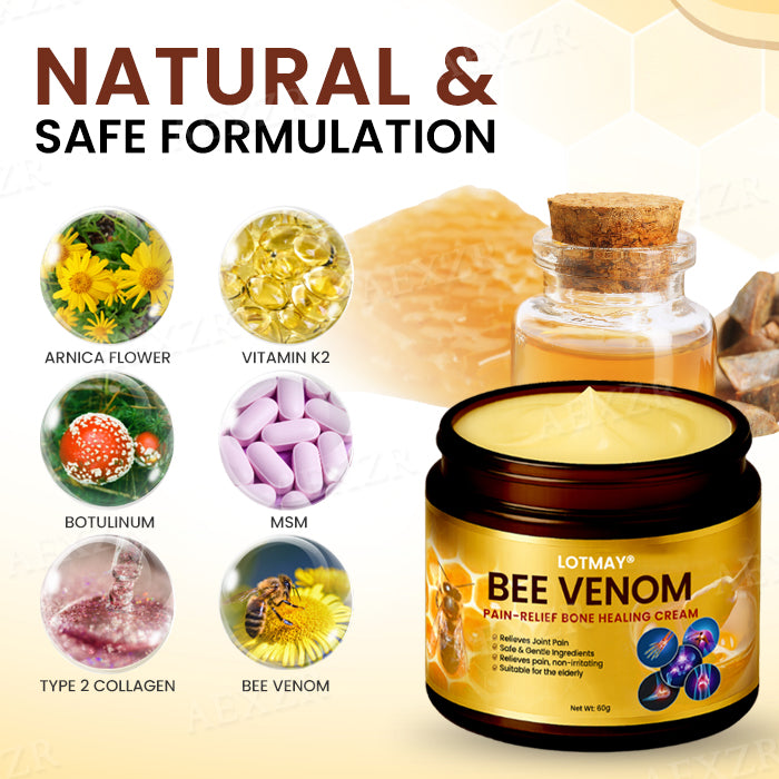 Limited Time Discount⏳LOTMAY® Bee Venom Pain-Relief Bone Healing Cream ✨𝗙𝗮𝘀𝘁 𝗥𝗲𝗹𝗶𝗲𝗳 𝗶𝗻 𝟳𝟮 𝗛𝗼𝘂𝗿𝘀✨